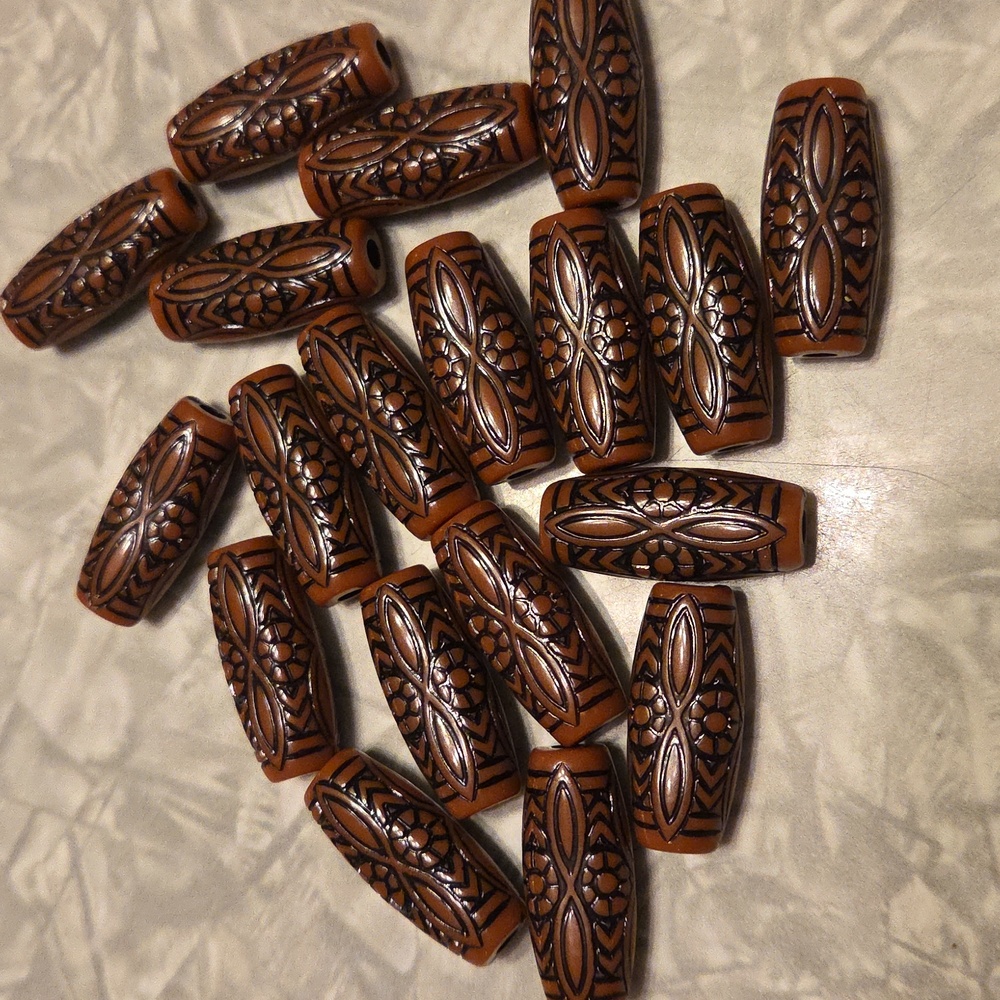 Carved Brown Beads